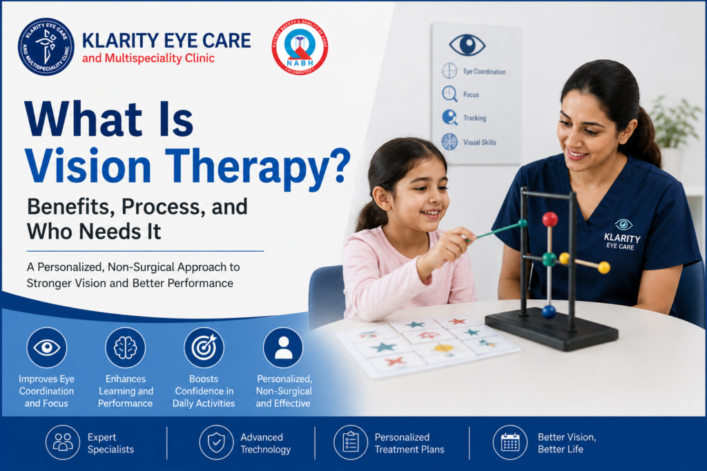 Doctor of klarity Eye Care providing vision therapy in Lucknow
